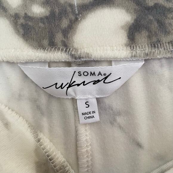 Soma Weekend Velvet Pajamas Set White Gray Marble Womens Size Small - Picture 13 of 13